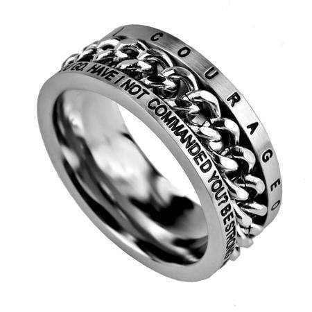 Be Strong And Courageous Men's Chain Ring