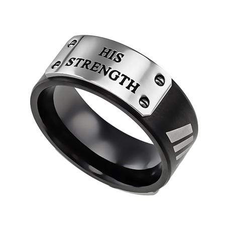 Men's Black MLX Ring His Strength Philippians 4:13