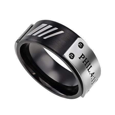 Men's Black MLX Ring His Strength Philippians 4:13 - Image 2