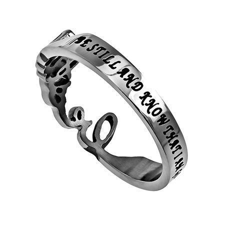 Women's Hand Writing Ring Be Still Bible Verse - Image 2