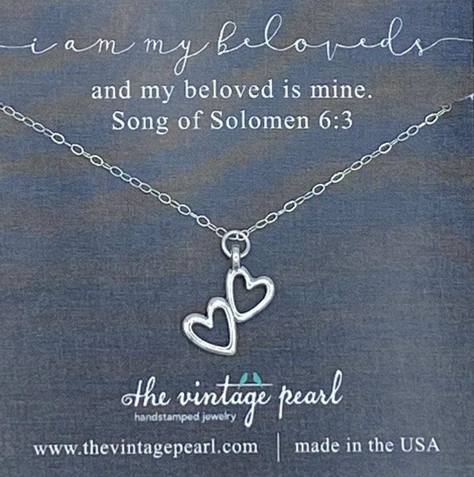 I Am My Beloveds Sterling Silver Two Heart Necklace - Image 2