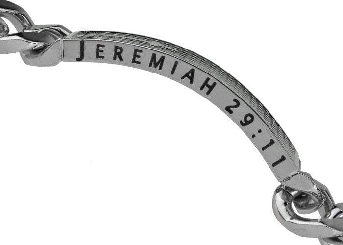 Men's Stainless Steel Shield Cross Bracelet I Know - Jer. 29:11 - Image 3