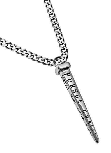 Man Of God Stainless Steel Nail Necklace - 1 Timothy 6:11 - Image 2