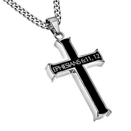 Men's Armor Of God Black Cross Necklace - Ephesians 6:11 - Image 3