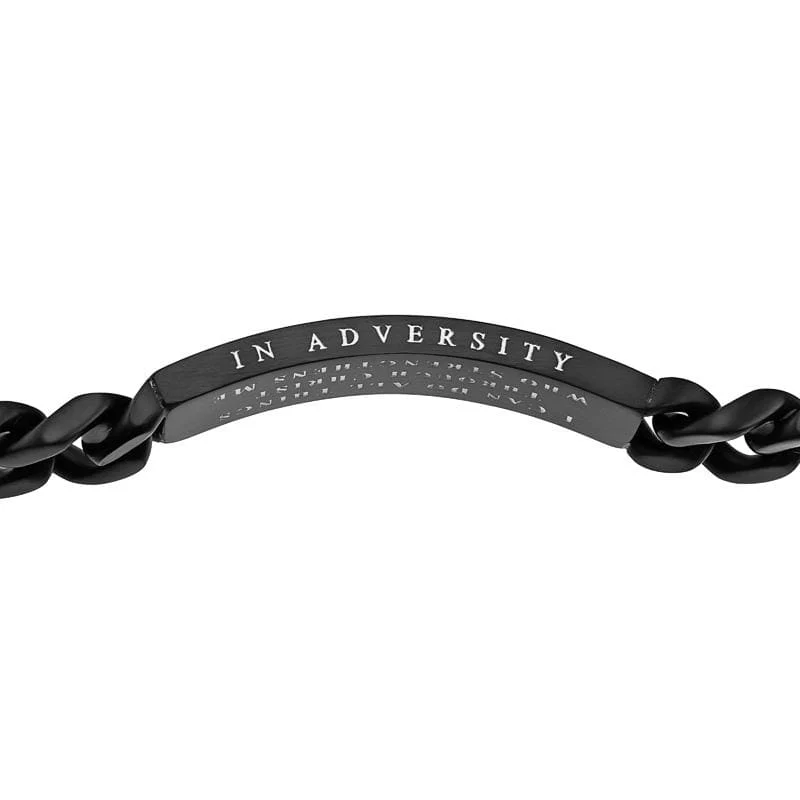 Men's Black Stainless Steel Cross Bracelet Philippians 4:13 - Image 2