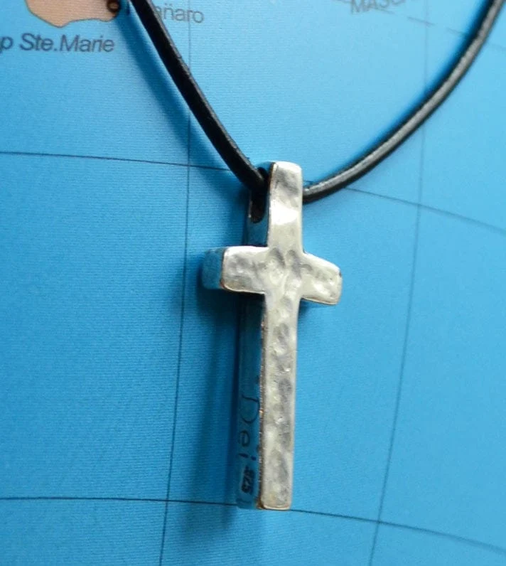 Men's Hammered Sterling Silver Cross Necklace - Image 2