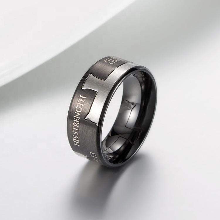 Men's Philippians 4:13 Cross Ring His Strength