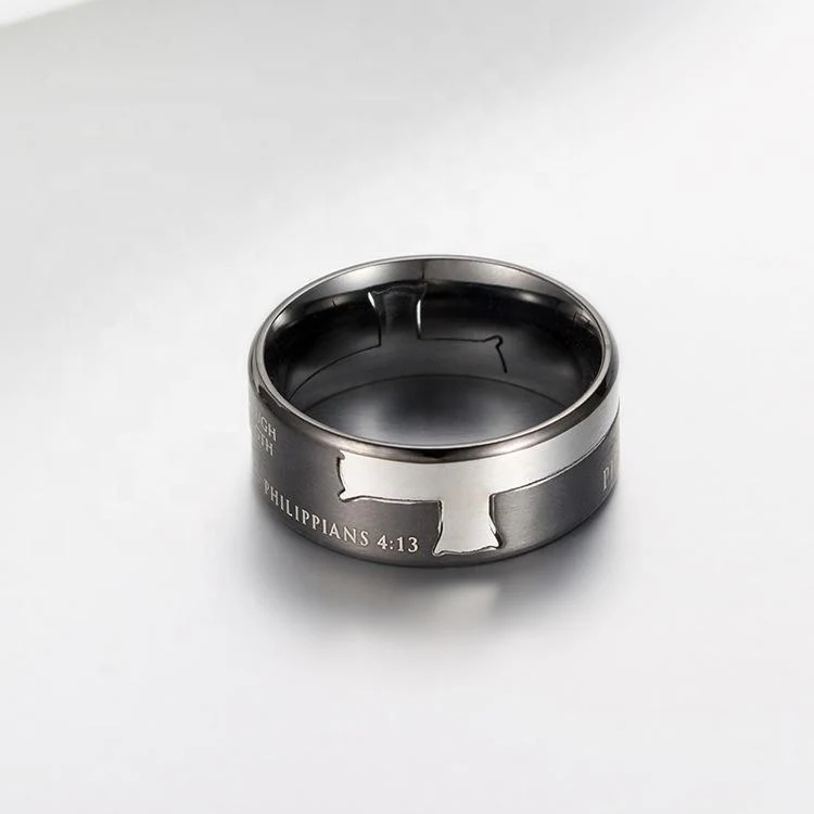 Men's Philippians 4:13 Cross Ring His Strength - Image 2