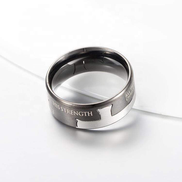 Men's Philippians 4:13 Cross Ring His Strength - Image 3