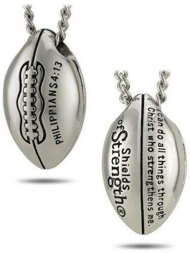 Men's Philippians 4:13 Stainless Steel Football Necklace - Image 3