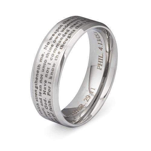 Men's Silver Popular Bible Verses Cross Ring - Image 2