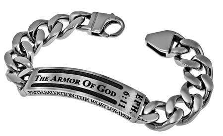 Men's Stainless Steel Armor Of God Cable Bracelet