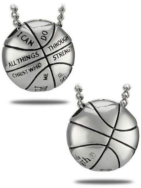 Men's Stainless Steel Basketball Necklace Philippians 4:13 - Image 3