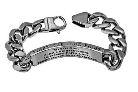 Men's Stainless Steel Cable Bracelet Man Of God - 1 Tim. 6:11 - Image 2