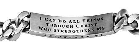 Men's Stainless Steel Cross Bracelet His Strength - Phil. 4:13 - Image 3