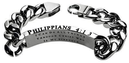 Men's Stainless Steel Crown of Thorns Bracelet Philippians 4:13 - Image 3