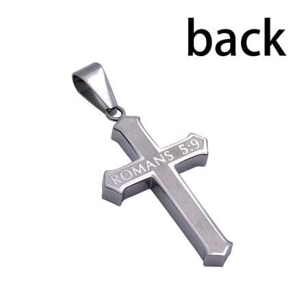 Men's Stainless Steel Inlay Cross Necklace By His Blood - Image 2