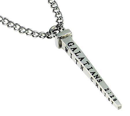 Men's Stainless Steel Nail Necklace Crucified - Galatians 2:20