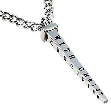 Men's Stainless Steel Nail Necklace Crucified - Galatians 2:20 - Image 2