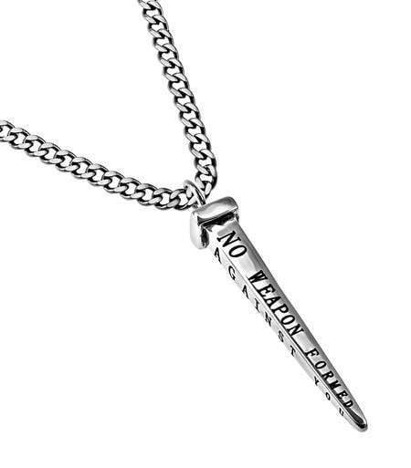 Men's Stainless Steel Nail Necklace No Weapon - Isaiah 54:17 - Image 2
