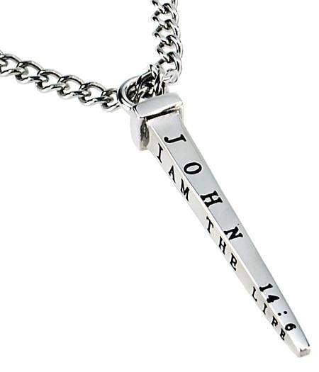 Men's Stainless Steel Nail Necklace Way, Truth, Life - John 14:6