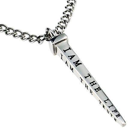 Men's Stainless Steel Nail Necklace Way, Truth, Life - John 14:6 - Image 3