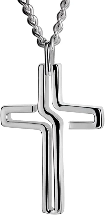 Men's Stainless Steel Open Cross Necklace