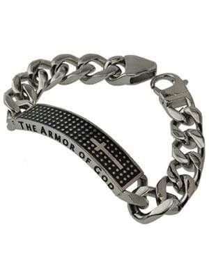 Men's Stainless Steel Shield Cross Bracelet Armor Of God