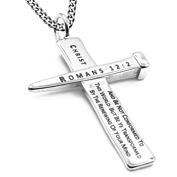 Men's Stainless Steel Woodgrain Cross Necklace - Transformed - Image 3