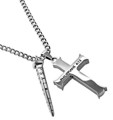Philippians  4:13 Cross And Nail Necklace - Image 2