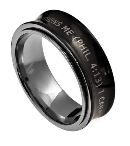Philippians 4:13 Stainless Steel Spinner Ring - Image 2