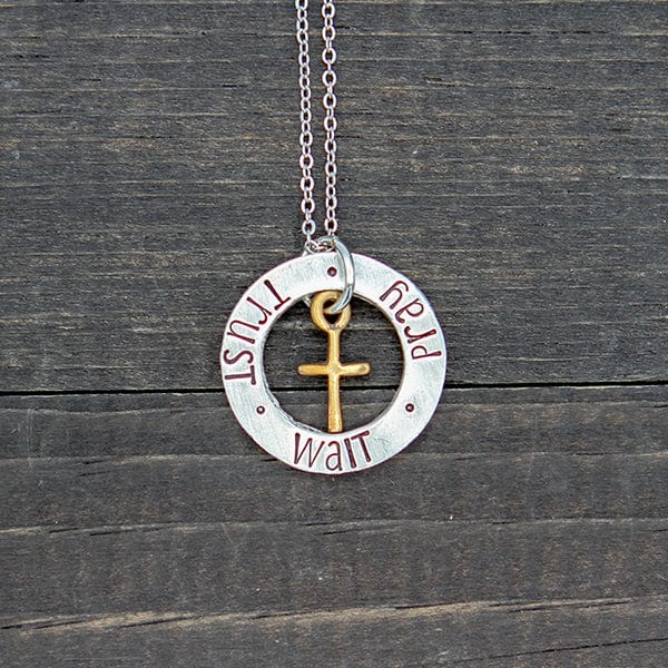 Pray Trust Wait Women's Cross Necklace