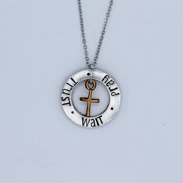Pray Trust Wait Women's Cross Necklace - Image 2