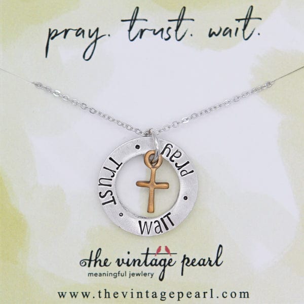 Pray Trust Wait Women's Cross Necklace - Image 3