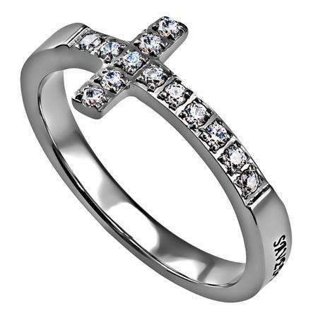 Saved By Grace Sideways Cross Ring