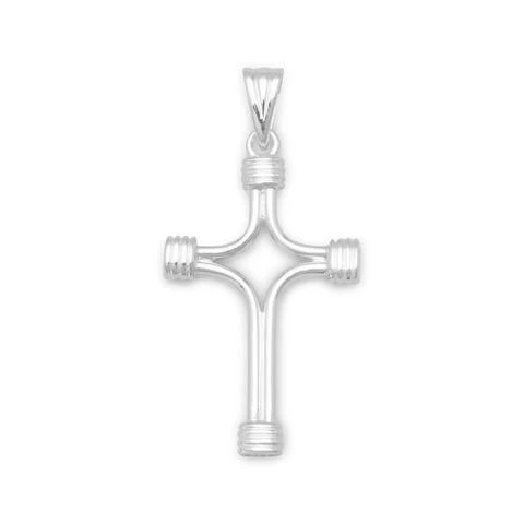 Sterling Silver Cross Pendant With Wrapped Ends