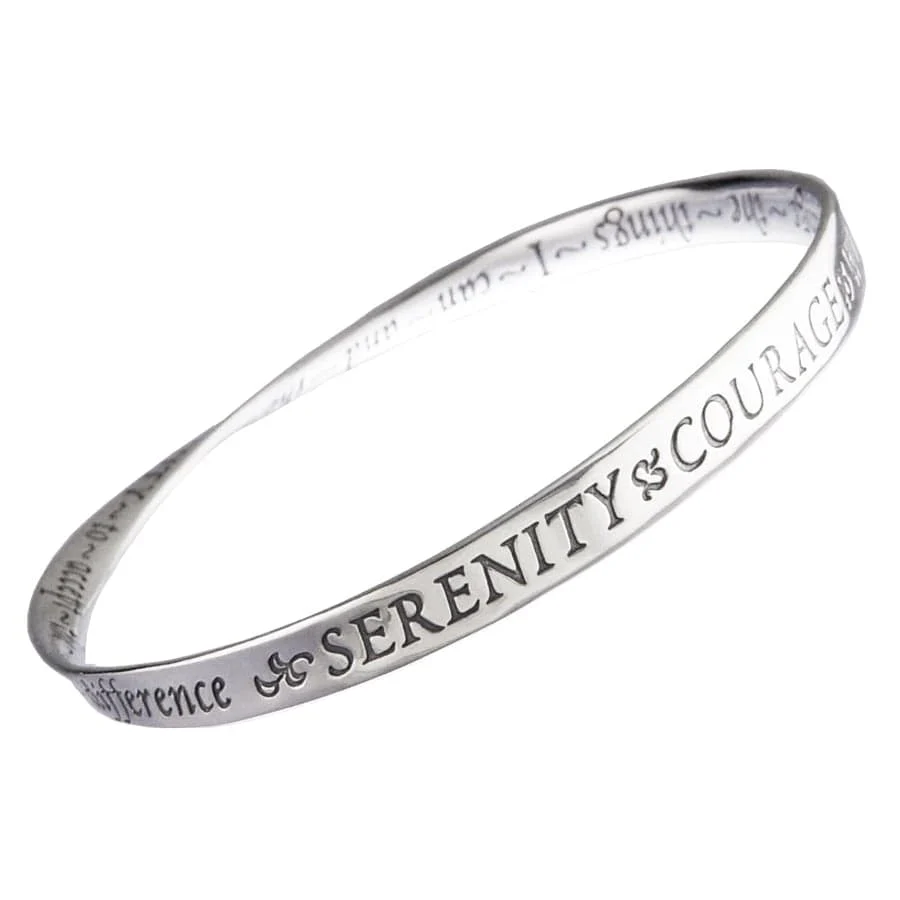 Sterling Silver Mobius Serenity Prayer Bracelet