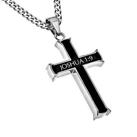 Strong And Courageous Black Iron Cross Necklace - Image 2