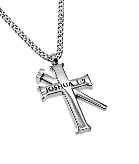 Strong And Courageous Cross Necklace With Nail - Image 2