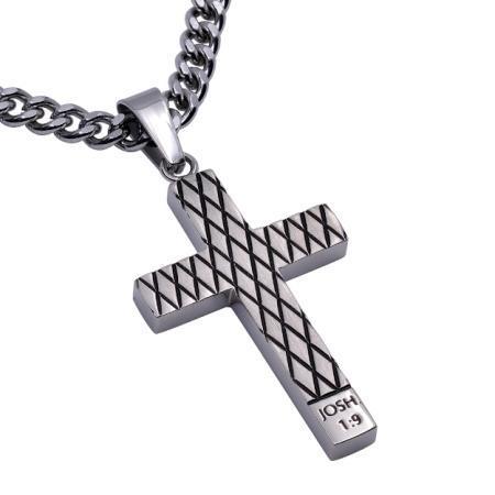 Strong And Courageous Diamond Back Cross Necklace