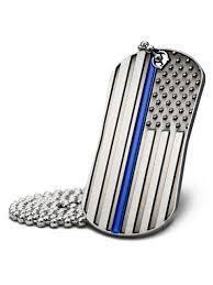 Thin Blue Line Dog Tag Necklace