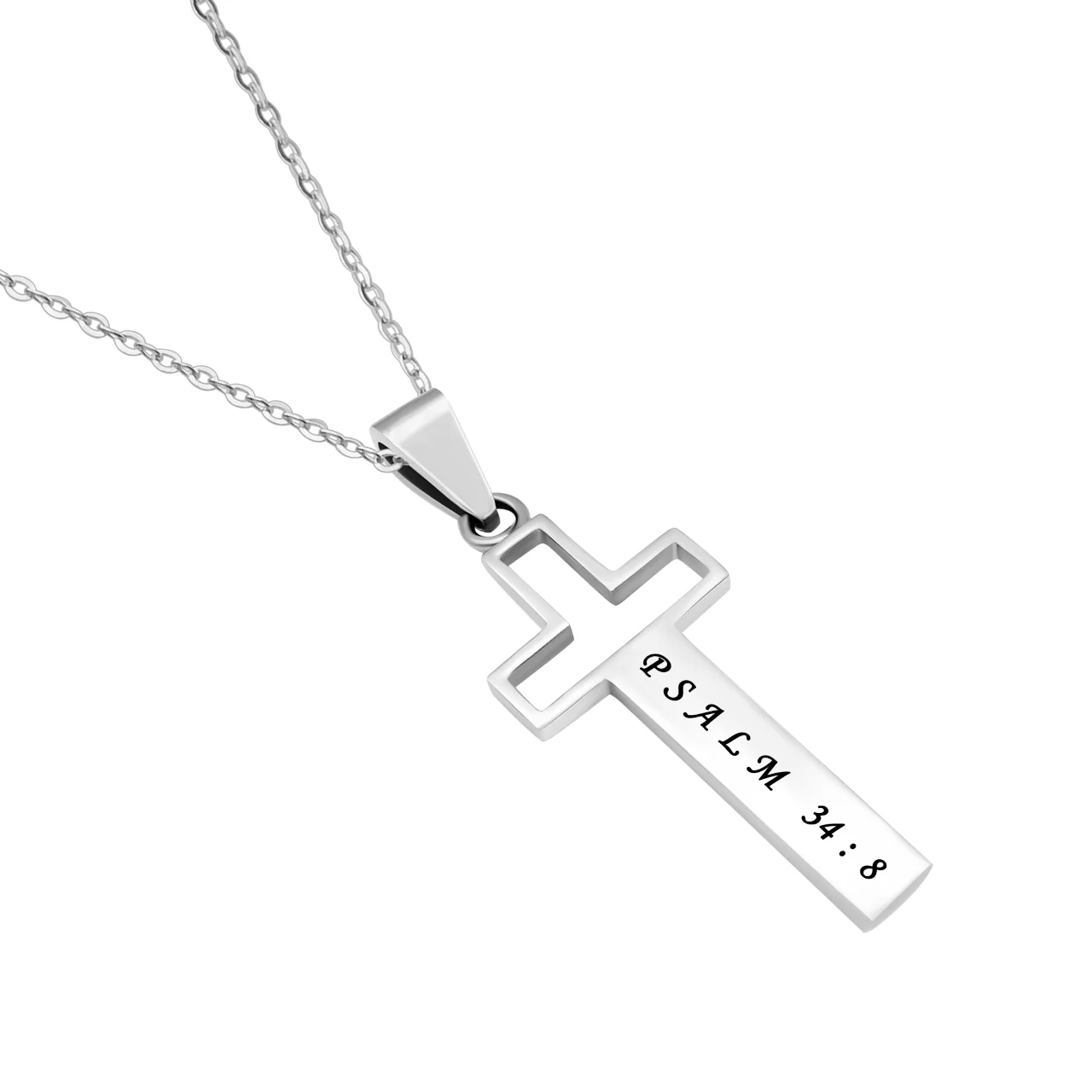 Women's CZ Cross Necklace Blessed - Image 2
