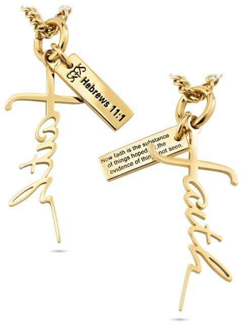Women's Faith Gold Stainless Steel Cross Necklace - Image 3