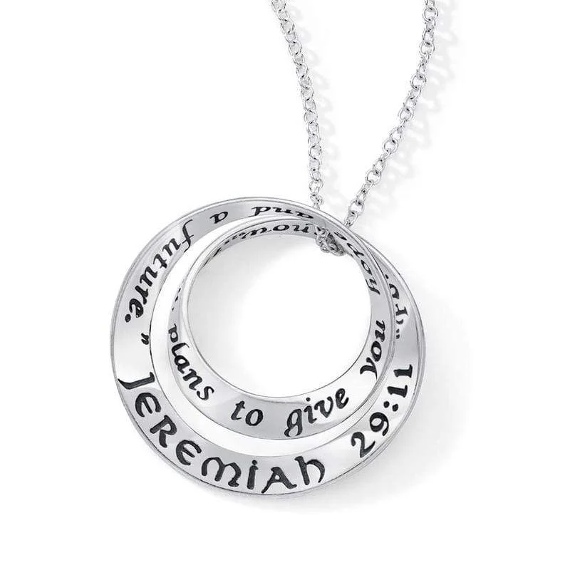 Women's For I Know The Plans Sterling Silver Mobius Necklace - Jeremiah 29:11
