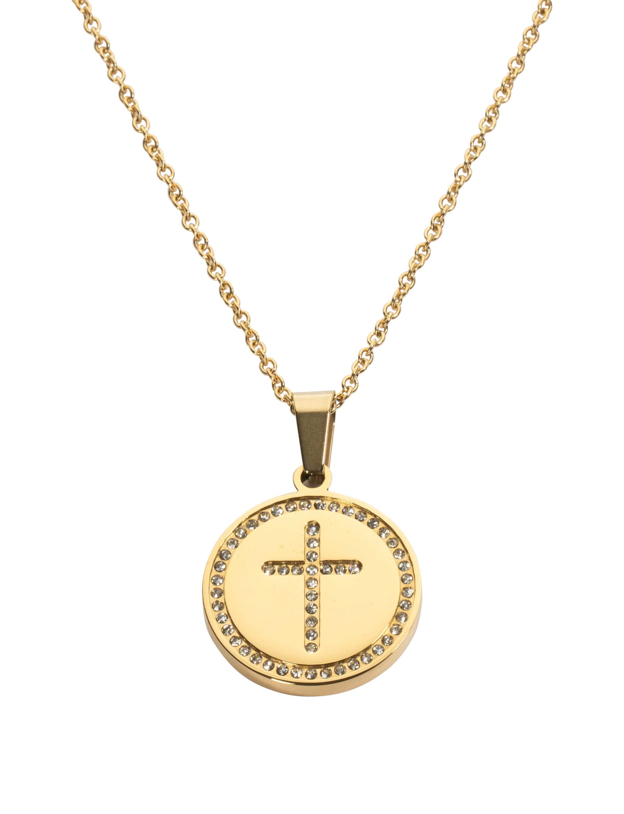 Women's Gold Circle Cross Necklace - Image 2