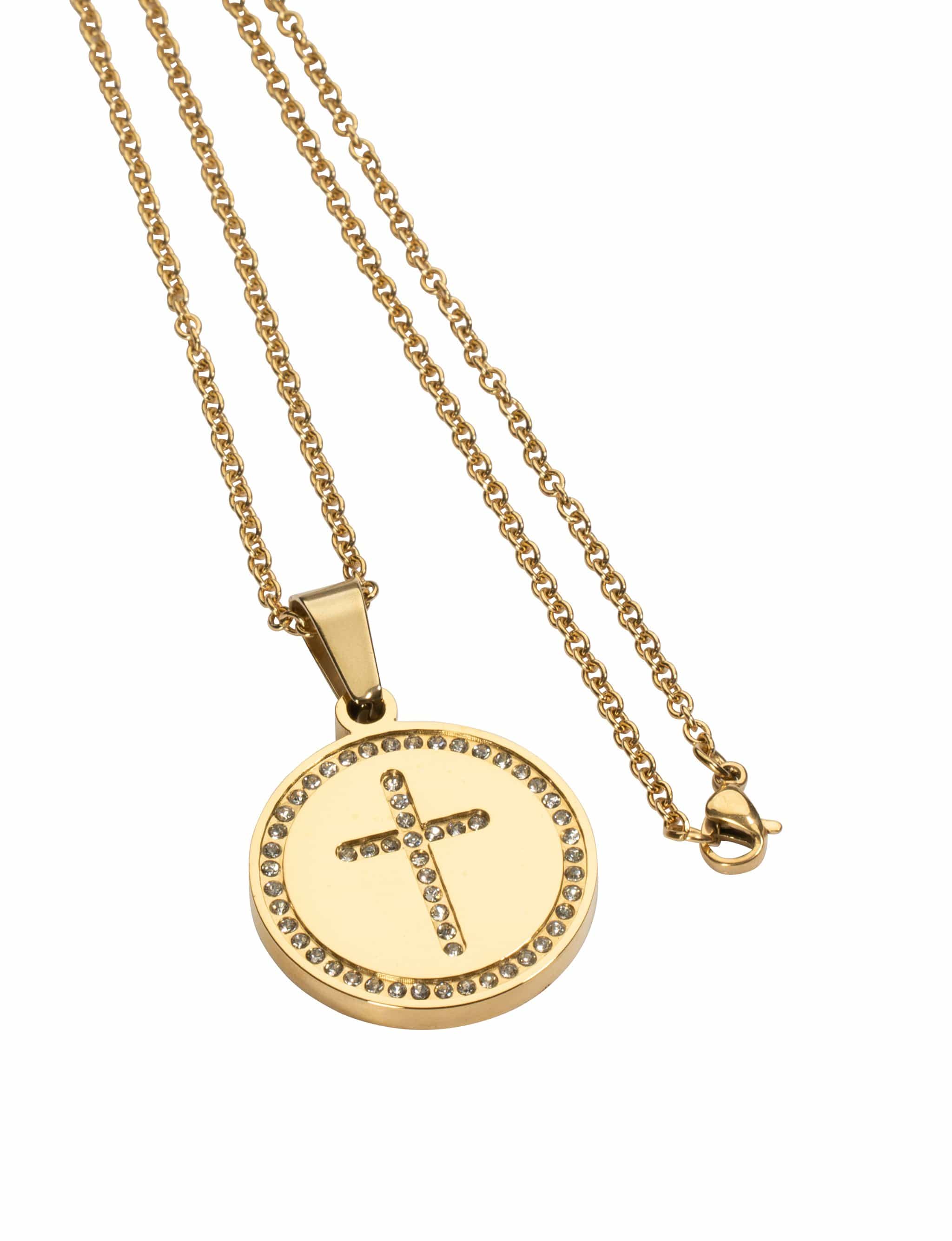 Women's Gold Circle Cross Necklace - Image 3