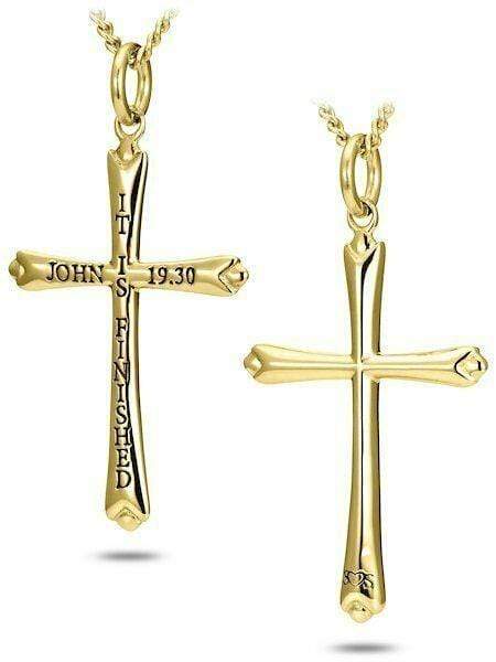Women's Gold Plated Stainless Steel Cross Necklace John 19:30 - Image 3