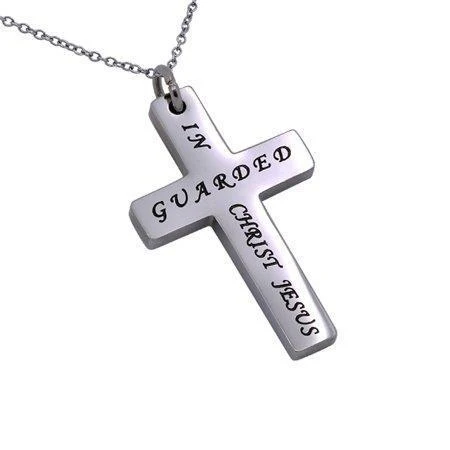 Women's Guarded In Christ Simplicity Cross Necklace - Phil 4:7