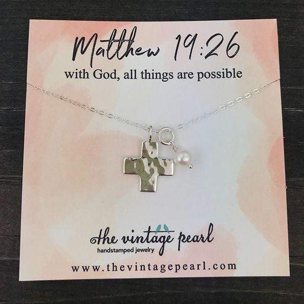 Women's Hammered Sterling Silver Cross Necklace - Image 2