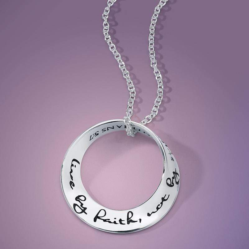 Women's Live By Faith Not By Sight Sterling Silver Necklace